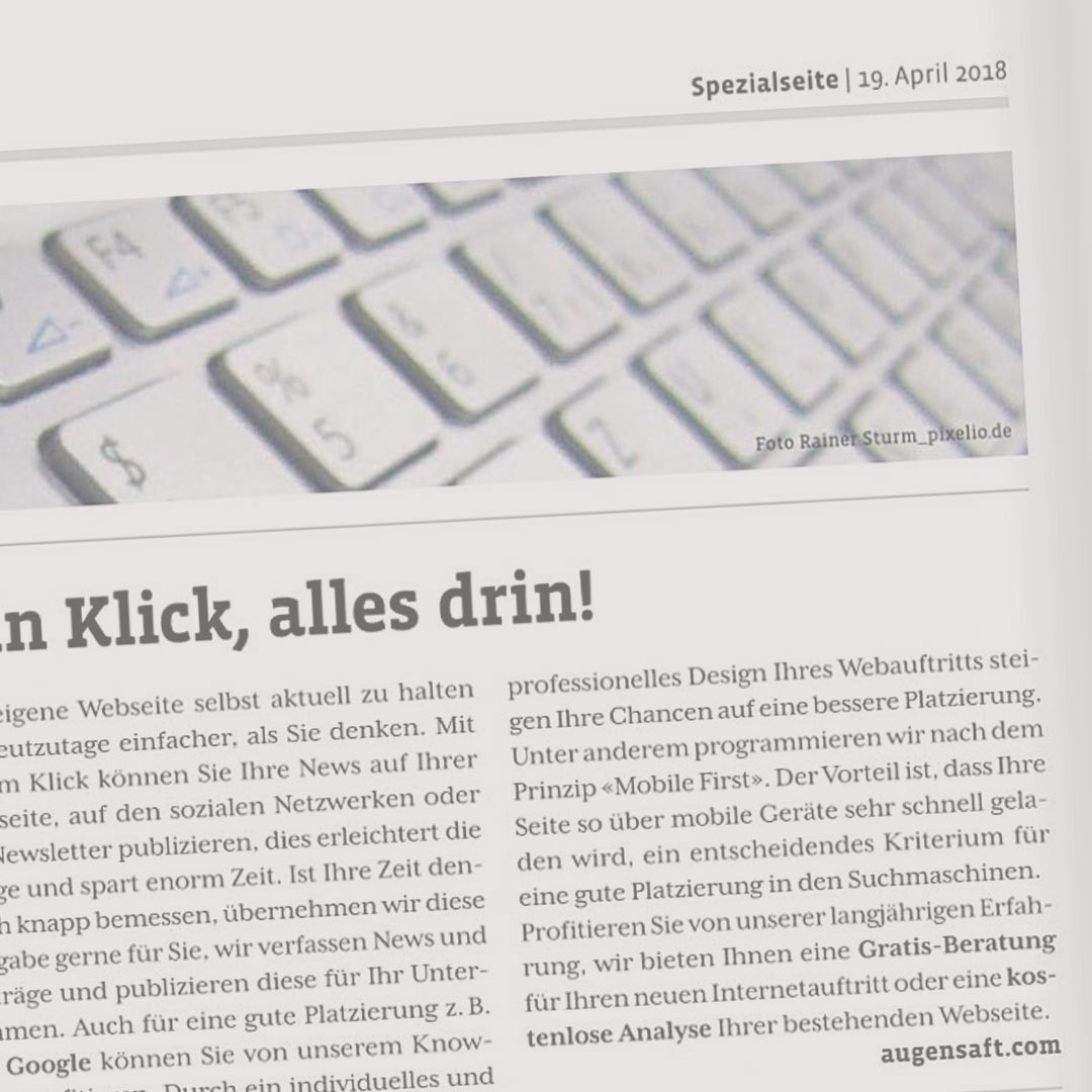 Inhalt einfach veröffentlichen: augensaft.com